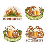 Oktoberfest beer party german logo icon concept set. Cartoon illustration of 4 Oktoberfest beer party german vector logotype icons for web