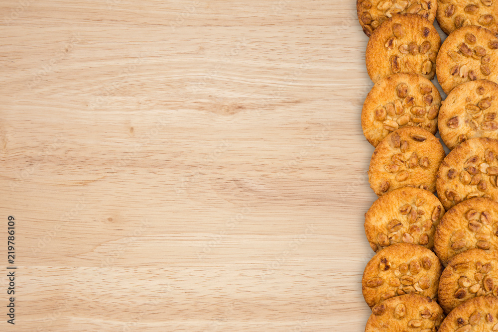 Cookies with peanut on old wooden table. Cookies with peanut on old wooden table.