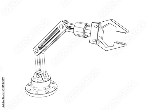 Robotic arm. Isolated on wh...