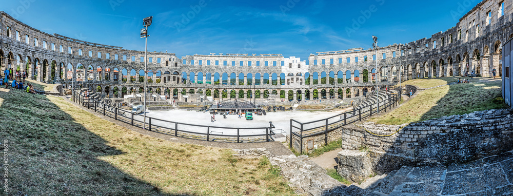 Panoramic photo of Pula Arena, Istria, Croatia