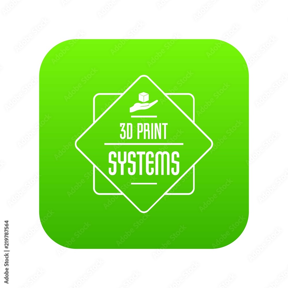 Systems 3d printing icon green vector isolated on white background Systems 3d printing icon green vector isolated on white background