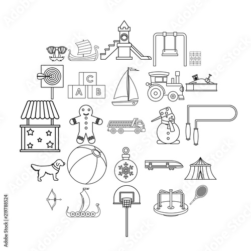 Dotish icons set. Outline set of 25 dotish vector icons for web isolated on white background