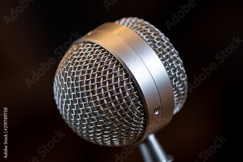 Microphone Studio Record Mic detail session record voice talent karaoke technology musical media radio interview concert sing song instrument broadcasting speec enterteinment metal steel photo