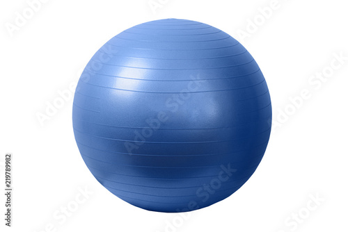 Close up of an orange fitness ball isolated on white background