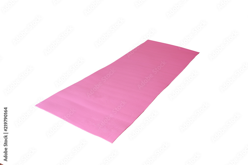 pink yoga mat on a white background