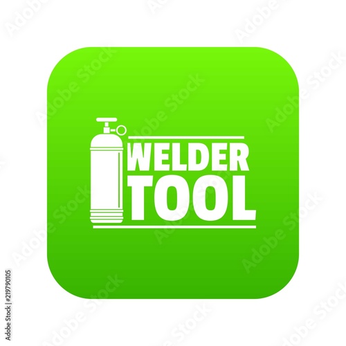 Welder tool icon green vector isolated on white background