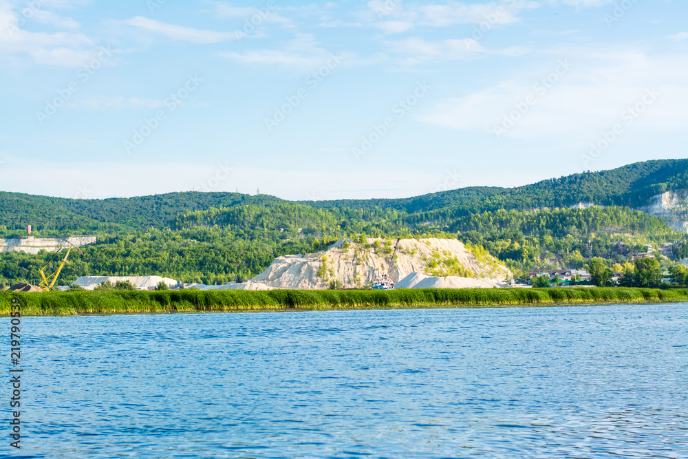 Sandy quarry on the bank of the river Sok in the village of Malaya Tsarevschina, Samarskaya oblast Russia