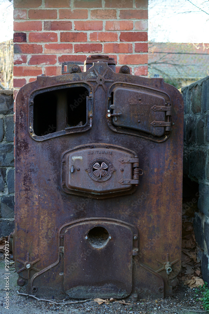 Old rusty vintage radiator at St Kilda Botanical Garden