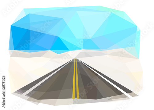 Winter mountain road, vector