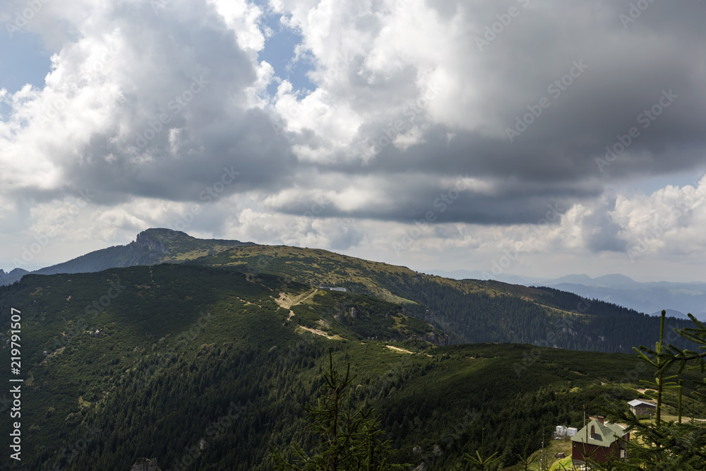 View of the Ocolasul Mare peak from the Toaca peak in Romania Carpathians