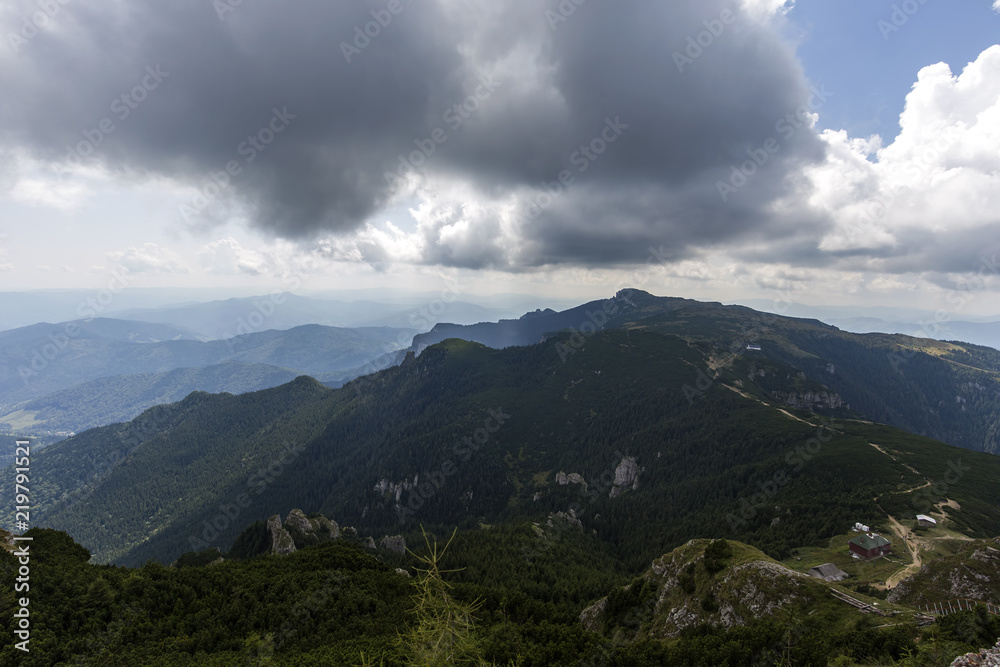 View of the Ocolasul Mare peak from the Toaca peak in Romania Carpathians
