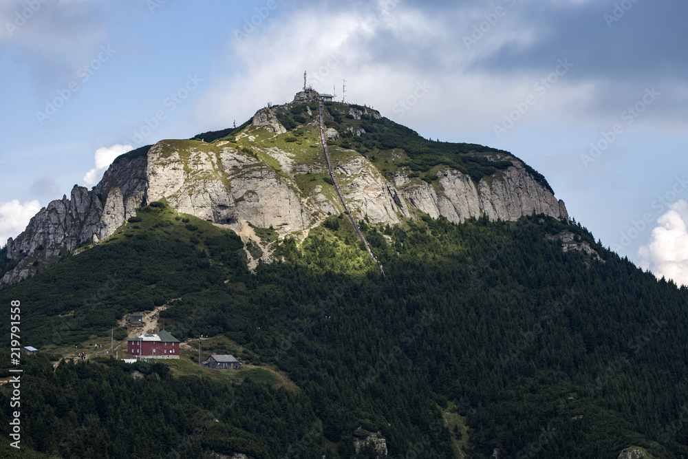 Toaca peak in Ceahlau mountains Romania Carpathians