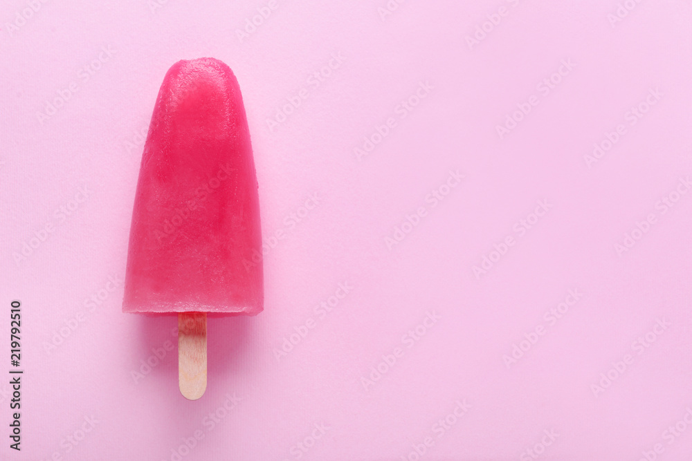 Tasty strawberry ice-cream on color background Tasty strawberry ice-cream on color background