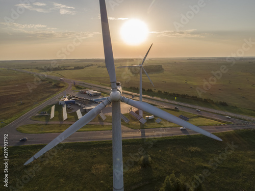 Wind mills during bright summer day alternative energy sources, wind power