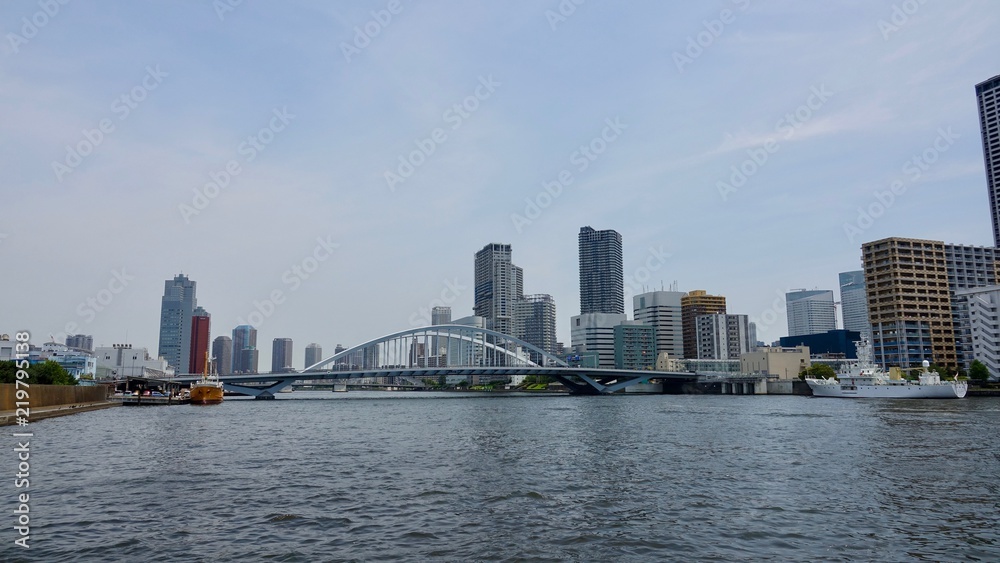 Tokyo Skyline, Tokio Stadtansicht vom Sumida Fluß aus