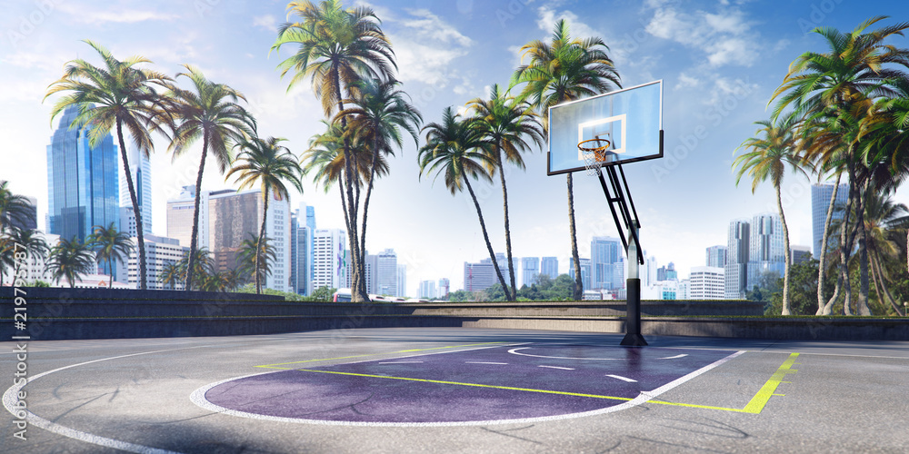 Street basketball court 3D illustration