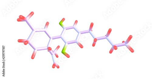 Cannabidiol molecular structure isolated on white
