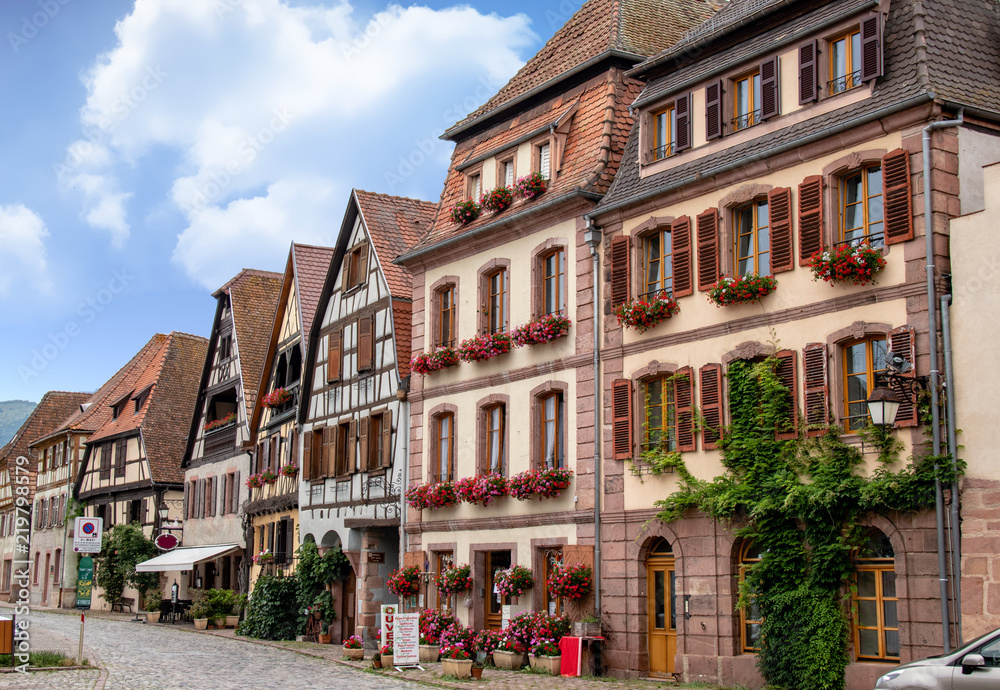 Bergheim,  Maisons à colombages en centre-ville, Alsace. Haut-Rhin. Grand Est
