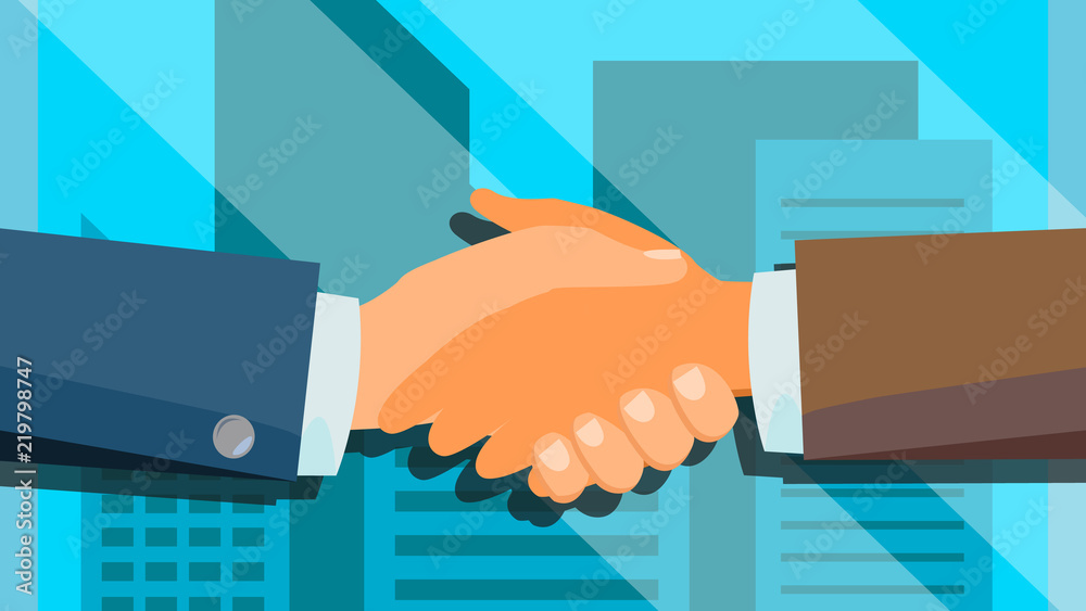 Handshake Concept Vector. Happy Partnership. Success Deal. Financial Technology. Flat Illustration Handshake Concept Vector. Happy Partnership. Success Deal. Financial Technology. Flat Illustration