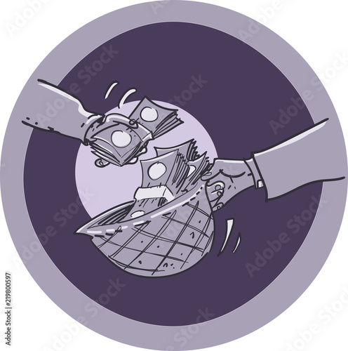 pay money to government for compulsory military service cartoon style vector illustration. in turkish mean "bedelli askerlik"