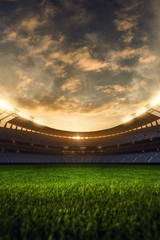 3d render emptry stadium evening