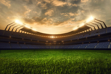 3d render emptry stadium evening