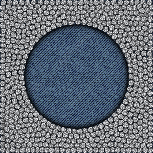 Blue denim circle spangle frame
