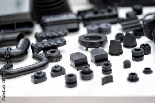 Plastic and rubber parts of automotive manufacturing by high precision mold injection in factory photo