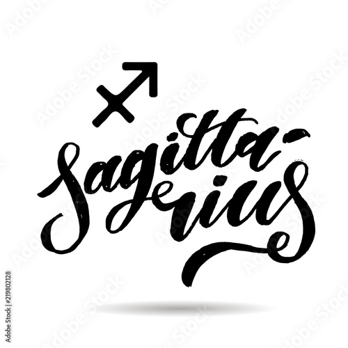 Sagittarius lettering Calligraphy Brush Text horoscope Zodiac sign