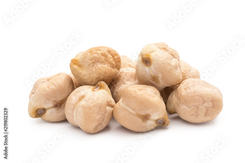 Close up of small chickpea pile isolated on white background