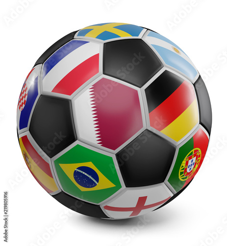 soccer ball flags design 3d-illustration