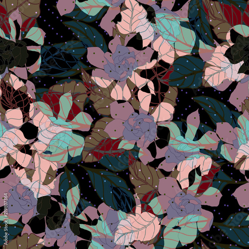 Abstract elegance pattern with floral background.