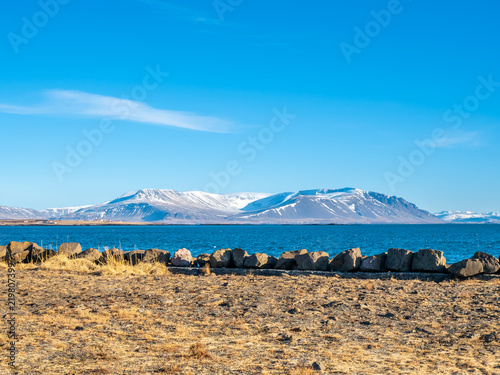 Nature landscape view of Akranes town, Iceland