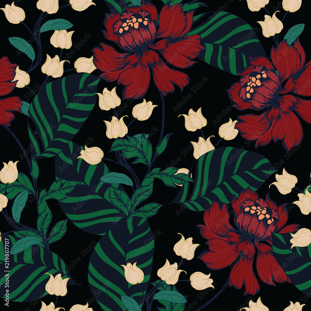 Plakat Abstract elegance pattern with floral background.