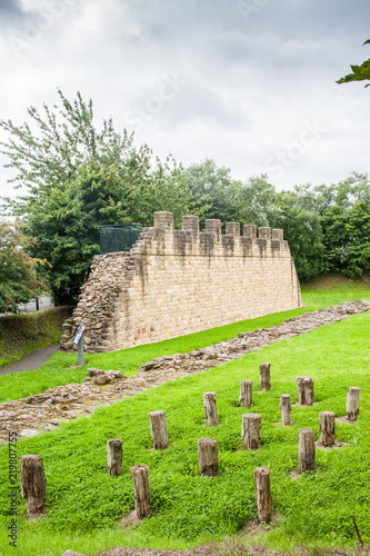 Section of Hadrian's Wall at Segedunum in Wallsend, the north of England photo