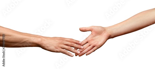 Hands reaching out and touching each other photo