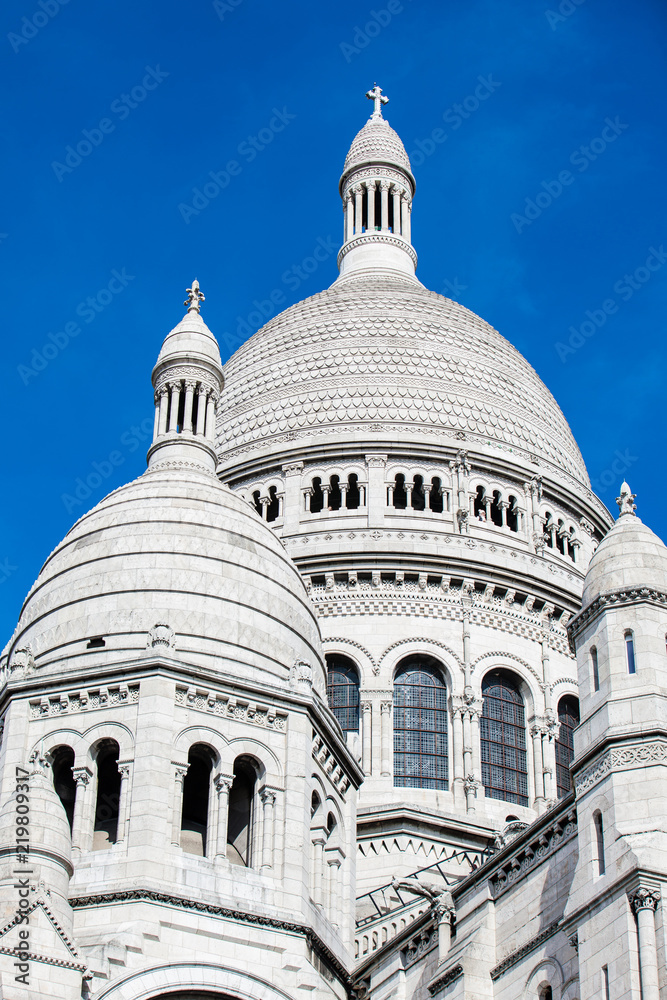 The Sacre Coeur Basilica at the Montmartre hill  in Paris France