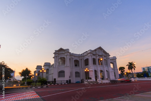 sunrise scenery at Ipoh City without cloud. soft focus,blur available when view at full resolution.