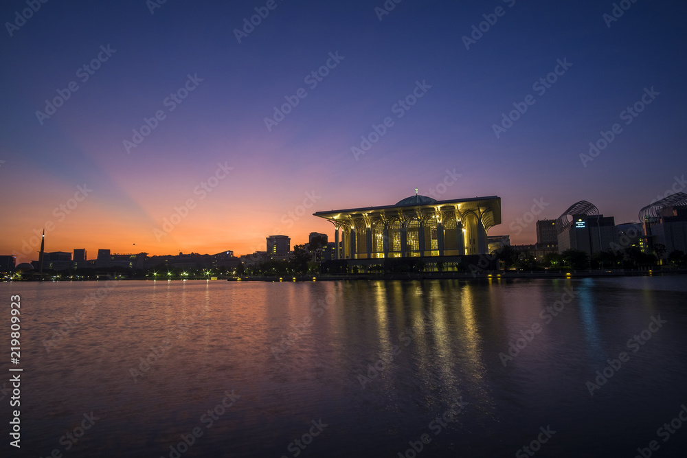 beautiful view of sunrise at putrajaya,malaysia.soft focus,blur available when view at full resolution.