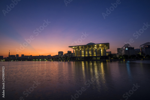 beautiful view of sunrise at putrajaya,malaysia.soft focus,blur available when view at full resolution.
