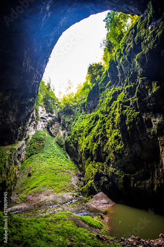 The Macocha (Stepmother) Abyss in Moravian Karst cave system of the Czech Republic located north of the city of Brno, near the town of Blansko.