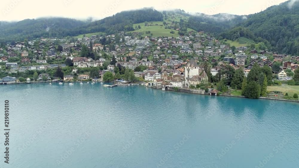 Aerial View of the Town of Oberhofen in Switzerland