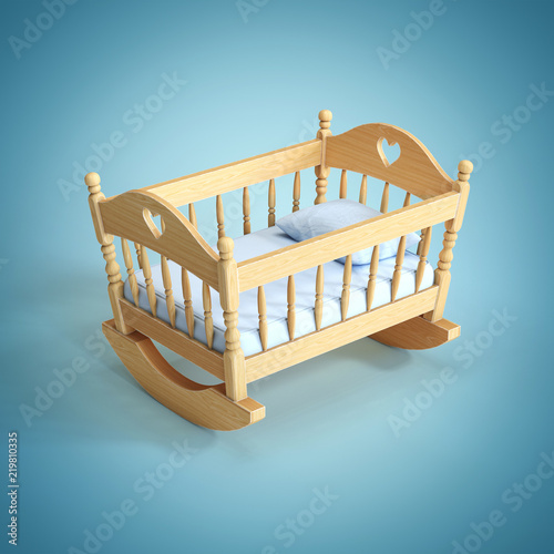 Cradle on blue background  3d rendering photo