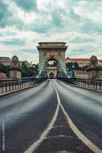 Széchenyi Chain Bridge landmark of Budapest, Hungary without any cars