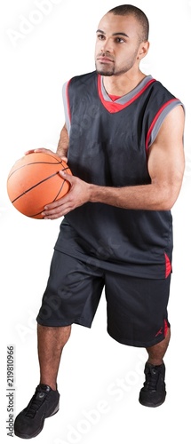 Young Handsome Basketball Player on white background