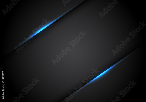 Abstract blue light line shadow on black blank space design modern futuristic technology background vector illustration.