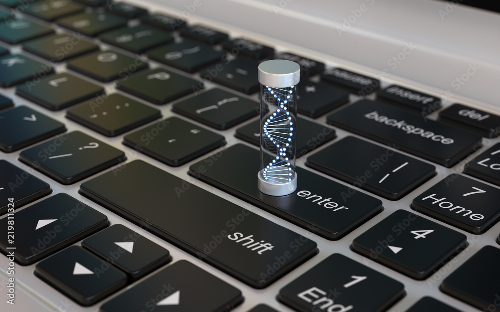 DNA 3d icon on laptop keyboard, DNA research concept, online genotype  testing, 3d rendering Stock Illustration | Adobe Stock