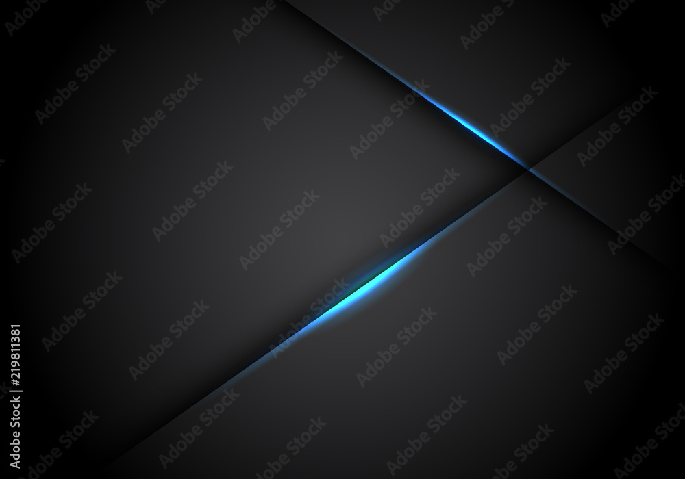 Abstract blue light line cross shadow on black blank space design modern futuristic technology background vector illustration.