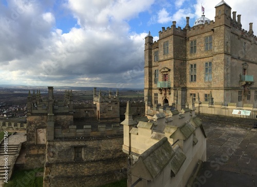 Old English castle, view, clouds, sky