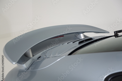 Close up of sports car spoiler